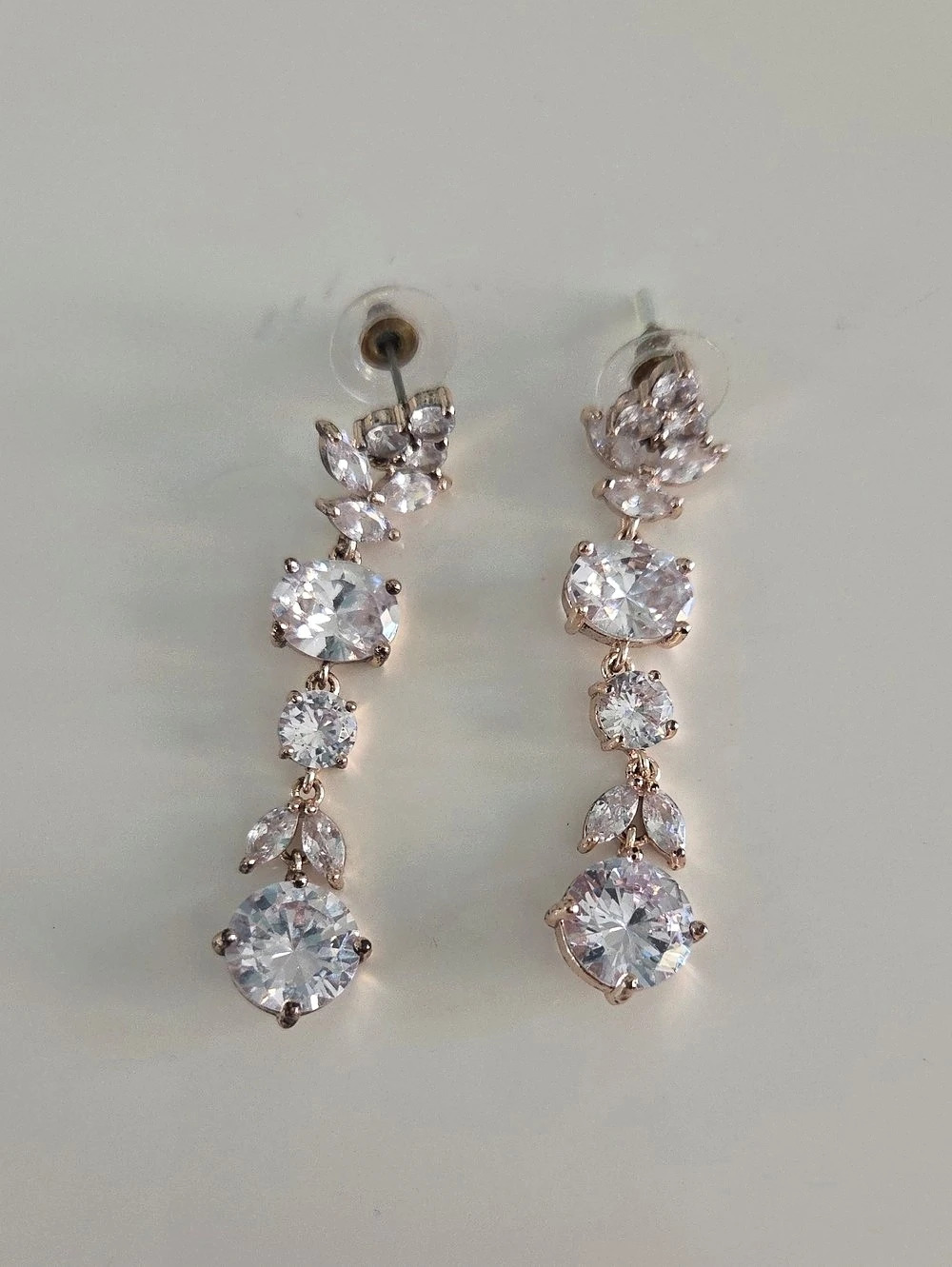 Crystal Drop Earrings in Clear & Pink Like New